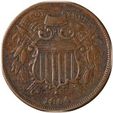 Small Motto 1864 Two Cent Piece