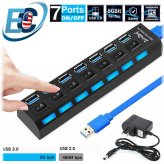 PowerLink 7-Port USB Hub with High-Speed Splitter and On/Off Switch