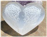 Selenite Angel Wings Heart Palm Stone