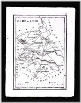 Antique French Miniature Map - Eure et Loir - Dreux Chartres Nogent (1833)