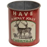 Holly Jolly Metal Can Basket