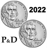 2022 P & D Jefferson Nickel Uncirculated Coin Set