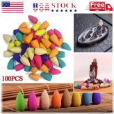 Waterfall Incense Cones with Backflow Holder Set - 100 Pack