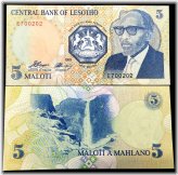 Lesotho 5 Maloti 1989 Banknote