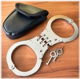 SteelGuard Double Lock Handcuffs - Silver with Protective Case