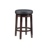 Black Leather Swivel Backless Stool