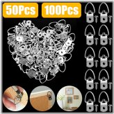 Picture Perfect Hanging Kit: 100 Metal D Ring Wall Hangers with Screws