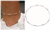 Triple Bead Diamond Cut Sterling Silver Anklet from Italy