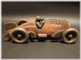 Retro Revival Cast Iron Toy Race Car with Moving Pistons