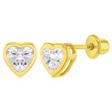 Golden Hearts Screw Back Earrings