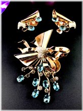 Golden Deco Floral Bow Jewelry Set