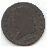 Antique Copper Coin - 1828 Classic Head Half Cent