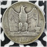 1927 Italian 5 Lire Silver Coin