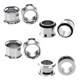 Silver Steel Ear Stretchers Set