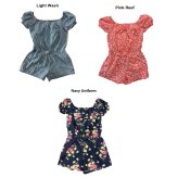 Chambray Puff Sleeve Romper