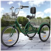 Green Tricycle Trike with Removable Basket