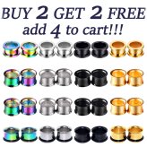 Steel Double Flared Screw Fit Ear Plugs with Flesh Tunnels