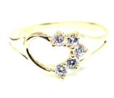 Elegant Heart CZ Gold Ring