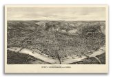 Cincinnati's Historic Cityscape: A Vintage Bird's Eye View Map