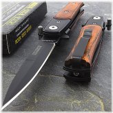 TimberStrike Spring-Open Folding Knife - 7" Tactical Blade with Wood Handle