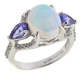 Opal Tanzanite Zircon Oval Ring - Size 6