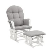 Serene Glide Rocker with Cozy Cushions - White Finish and Gray Accents