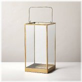 Square Brass Pillar Candle Lantern