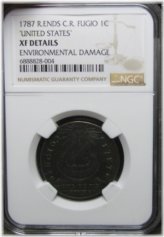 Copper Rays Colonial Coin - 1787 Fugio Cent XF NGC Graded #472B