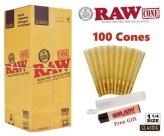 Raw Essentials Bundle: 100 Pre-Rolled Cones and Clipper Lighter Set