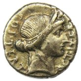 Julius Caesar Ceres Silver Denarius - 47 BC (VF)