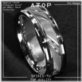 Silver Leaf Brushed Tungsten Ring for Men by ATOP Jewelry