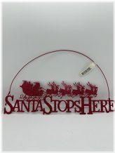 Santa's Glittered Metal Hanging Sign