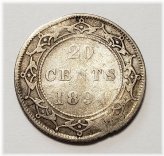 1894 Canada/Newfoundland Silver Twenty Cents Coin