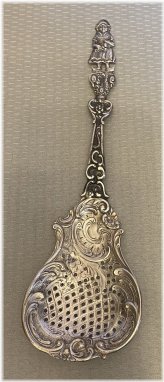 Silver Dutch German Berry Spoon with Girl Figure