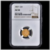 1857 Gold Dollar NGC AU-58 Type 3 Coin