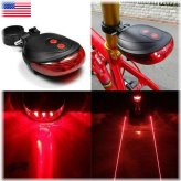 Night Sentinel: 5 LED + 2 Laser Bike Safety Light