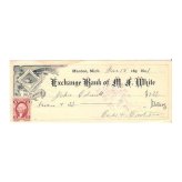 White-Manton Bank Check with Revenue Stamp