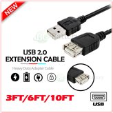 Black USB 2.0 Male to Female Extension Cable