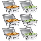 Stainless Buffet Set - 6 Pans with 9.5Qt Capacity for Elegant Food Service