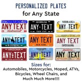 Retro American License Plate Personalized for Auto, Bike, or ATV