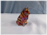 Amber Carnival Glass Collie Dog Figurine