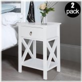 Pair of Sleek Wood Bedside Tables with Drawer Storage