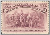 Columbus Landing 2c Stamp - Broken Hat Variety