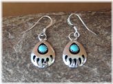 Southwestern Turquoise Bear Paw Dangle Earrings