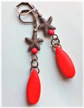 Howlite Starfish Teardrop Earrings