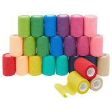 RainbowFlex Cohesive Stretch Wraps - 24 Rolls, 3" x 5 Yards - Multi-Color Veterinary