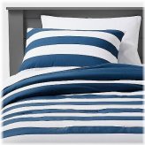 Navy Rugby Stripe Cotton Comforter Set