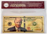 Gold-Plated Trump $100 Bill with Certificate of Authenticity