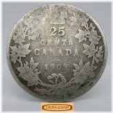 Canadian Silver Quarter from 1909