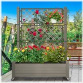 Garden Bed Climbing Planter Box with Trellis and Wheels